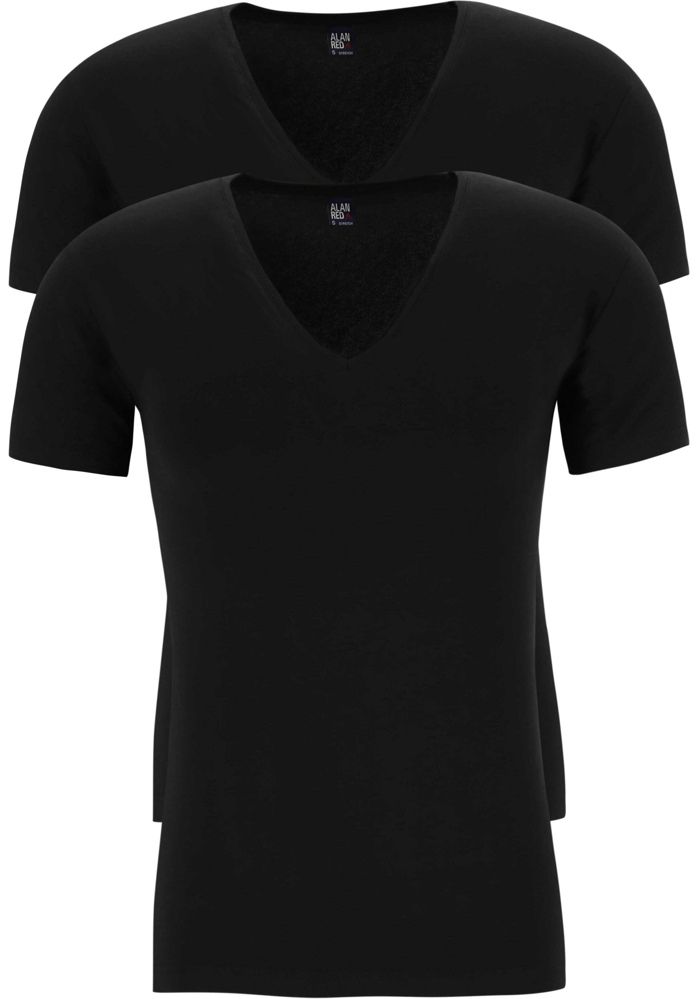 ALAN RED T-shirts no neck (2-pack), diepe V-hals, zwart